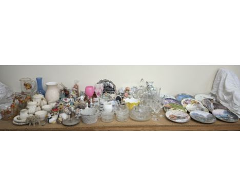 A collection of collectors plates together with drinking glasses, part tea service, lemonade set etc 