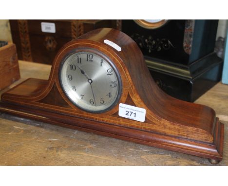 An Edwardian inlaid mahogany mantel clock.  