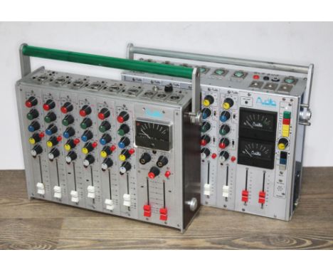 Two vintage Audio Developments Pico mixers with hard cases.  Condition - not tested.