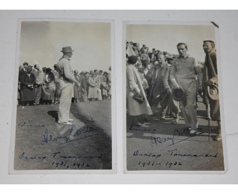 Two signed photographs of Henry Cotton, Dunlop Tournament 1931-1932.  
