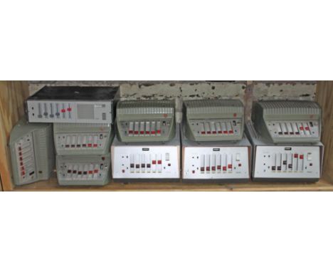 A group of 10 vintage Philips PA amplifiers comprising three EL6435, six EL6425 and one other later model.  