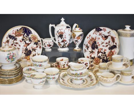 A Coalport part dinner service in the 'Hong Kong' pattern, comprising: a coffee pot and cover, a sucrier and cover, a cream j