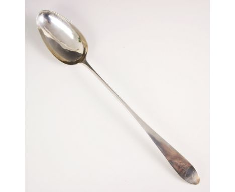 A George III Scottish silver Old English pattern serving spoon, David Marshall, Edinburgh 1791, with crest depicting hand hol