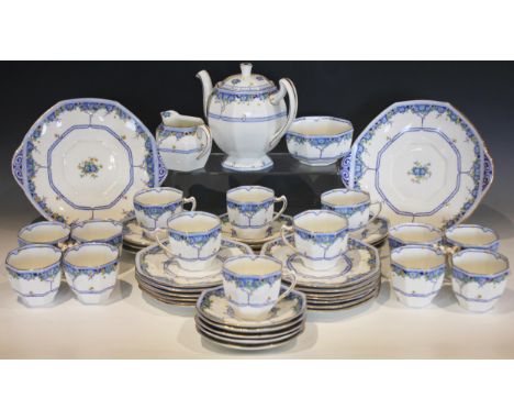 A Royal Doulton tea service in the 'Arvon' pattern comprising: fourteen teacups, fourteen saucers, thirteen side plates, a te