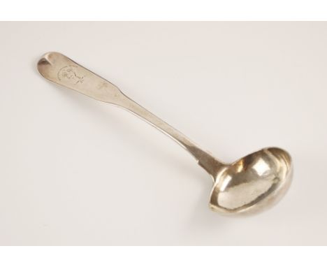 A George III silver fiddle pattern sauce ladle, possibly William Hannay, Edinburgh 1810, the terminal engraved ‘Virtutis glor