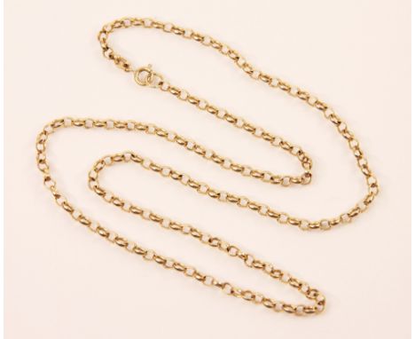 A 9ct yellow gold trace link chain, with bolt ring clasp, stamped 'SP 375' (other marks worn) overall length 52cm, 13gms 