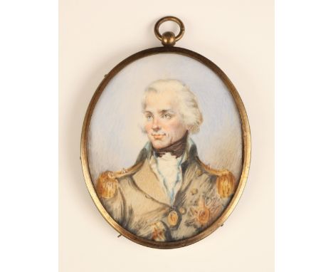 Manner of Lemuel Abbott (English, 1760-1802), A portrait miniature depicting Admiral Lord Nelson, Head and shoulder length, W