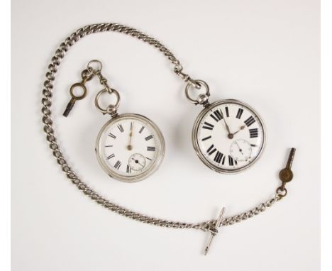 A Victorian silver pocket watch, the circular white enamel dial with Roman numerals and subsidiary dial to 6 o’clock, marked 
