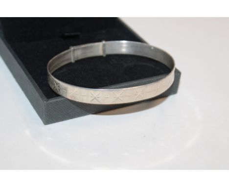 1978 London, Georg Jensen Sterling silver diamond cut adjustable bangle, 13.5gms 