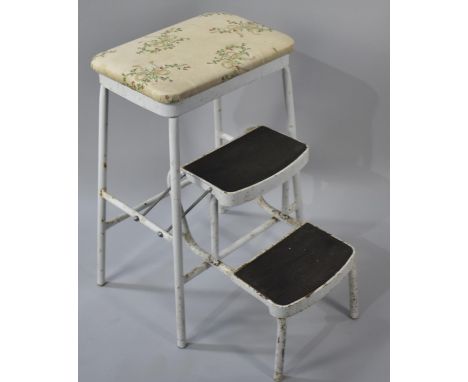 A Mid 20th Century Metal Framed Step Stool 