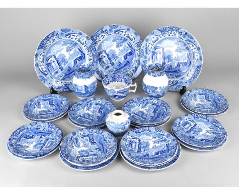 A Collection of Copeland Spode's Italian Pattern Plates, Side Plates, Saucers and Pair of Vases etc 