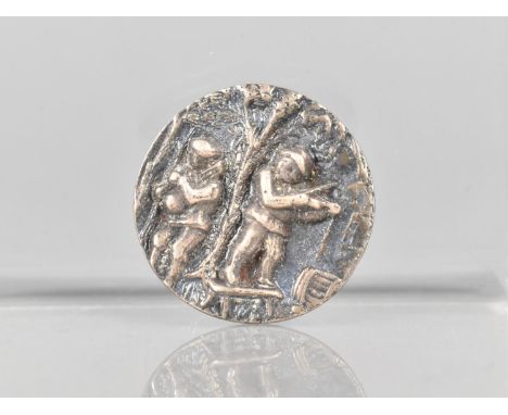 A Silver Button by Nathan &amp; Hayes With Figural Relief Scene, Chester Hallmark, 2.7cm Diameter 