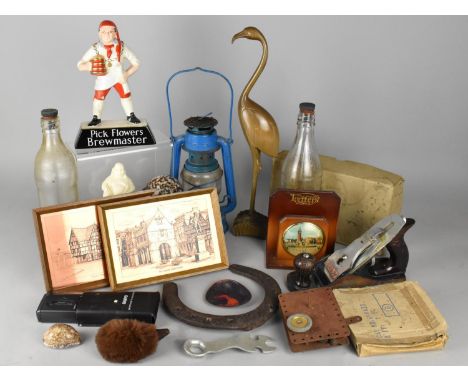 A Collection of Sundries to Include "Span" Wood Plane, Copper Etchings, Carltonware Brewmaster Advertising Figure (AF), Hurri