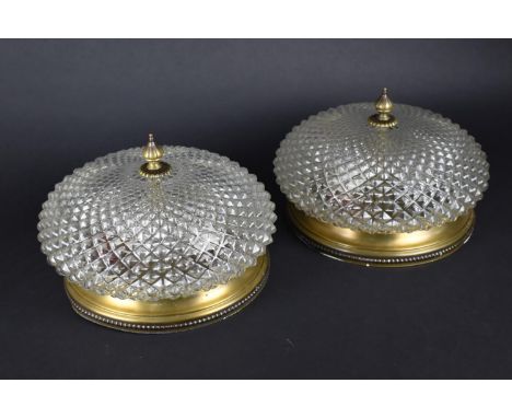 A Pair of Mid 20th Century Circular Ceiling Light Fittings, 30cms Diameter 
