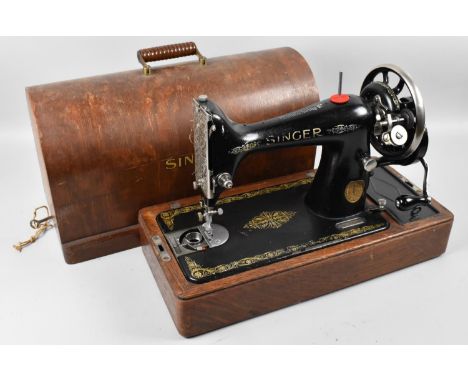 A Vintage Cased Manual Singer Sewing Machine 