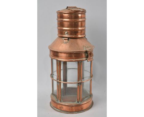 A Modern Copper Cylindrical Lantern, 30cms High 