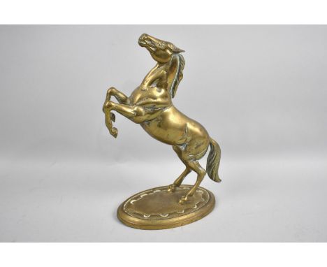 A Modern Cast Brass Model of a Rearing Stallion, 26cms High 