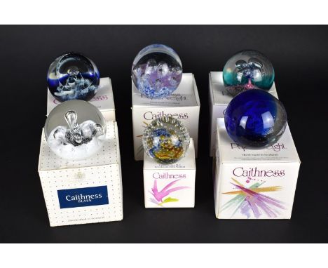 Six Various Boxed Paperweight to Comprise Caithness Moonflower, Millennium, Weathervane etc 