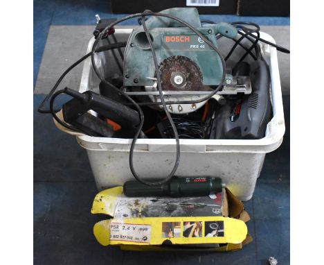 A Collection of Various Electric Tools, All Untested, to Include Circular Saw, Sander, Screwdriver etc 