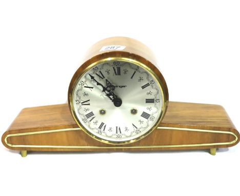 Kieninger chiming mantel clock in highly polished Maplewood case, L: 40 cm. Working at lotting. P&amp;P Group 3 (£25+VAT for 