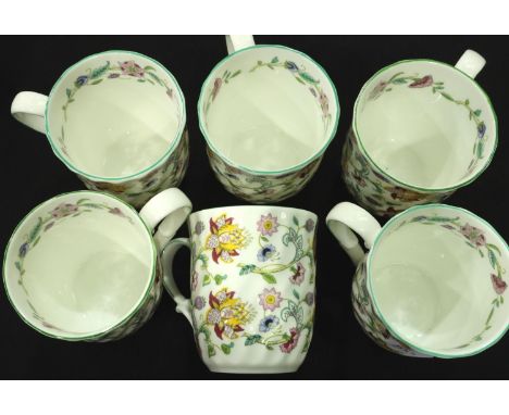A set of six Minton mugs in the Haddon Hall pattern. No cracks, chips or visible restoration.  P&amp;P Group 2 (£18+VAT for t