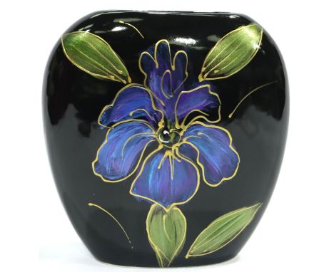 Anita Harris vase in the Blue Iris pattern, H: 13 cm. No cracks, chips or visible restoration. P&amp;P Group 1 (£14+VAT for t