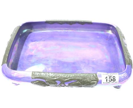Carlton Ware lustre dish with metal overlay, L: 32 cm. P&amp;P Group 3 (£25+VAT for the first lot and £5+VAT for subsequent l