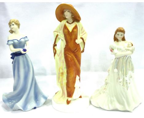 Two boxed Royal Worcester figurines and a Royal Doulton example, largest H: 22 cm, no cracks, chips or visible restoration.  