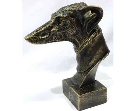 A bronzed cast iron greyhound bust, H: 22 cm. P&amp;P Group 3 (£25+VAT for the first lot and £5+VAT for subsequent lots) 