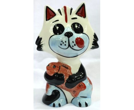 Lorna Bailey cat, Goodcatch, H: 13 cm. No cracks, chips or visible restoration. P&amp;P Group 1 (£14+VAT for the first lot an
