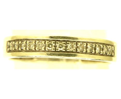 9ct white gold diamond channel set half eternity ring, size O, 2.1g. P&amp;P Group 1 (£14+VAT for the first lot and £1+VAT fo