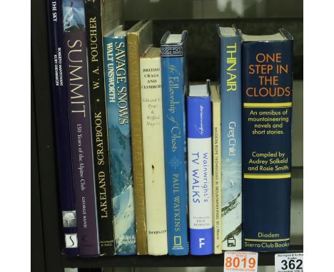 Shelf of Mountaineering, Climbing and Hiking related books. Not available for in-house P&amp;P, contact Paul O'Hea at Mailbox