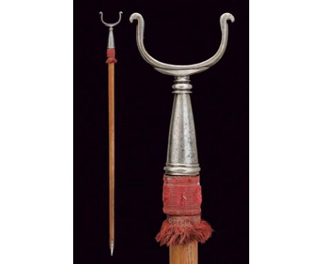 dating: 17th Century provenance: Italy, Made of iron, with ferrule shaped as a truncatedcone, decorated with ring; mounted on