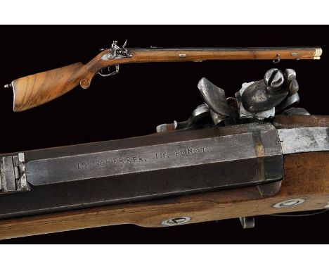 dating: first quarter of the 19th Century provenance: Swiss, Heavy, octagonal, rifled, 15.6 mm cal barrel, with small remains