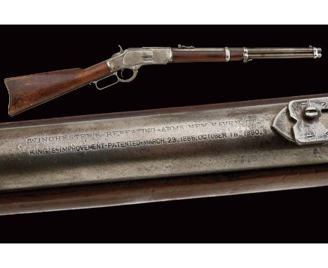 dating: about 1880 provenance: USA, Round, rifled barrel (barely visible rifling, pitting), with address and patents, adjusta