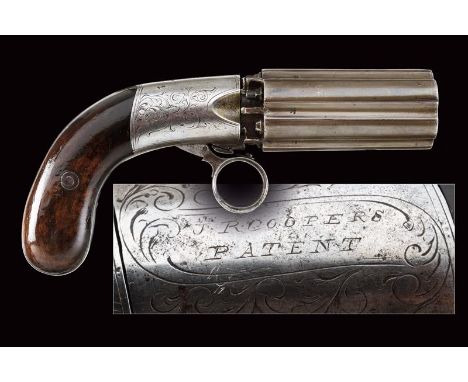 dating: about 1855 provenance: England, Six-shot, 10 mm cal barrel/cylinder group with grooves and marks of the Birmingham te