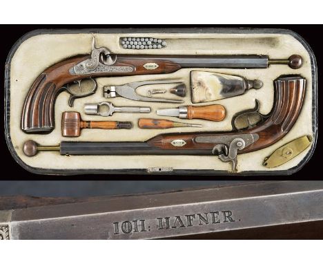 dating: Mid 19th Century provenance: Bolzano, Rifled, octagonal, browned barrels, signed 'JOH. HAFNER', engraved at the base,