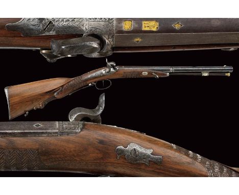 dating: Mid 19th Century provenance: Pistoia, Smoothbore, two-stage, browned, 18 mm cal. barrel, engraved with floral motifs 