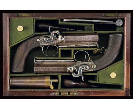 dating: 1849 provenance: London, Smoothbore, octagonal, browned, 15 mm cal barrels signed 'WILKINSON LONDON', with marks of t