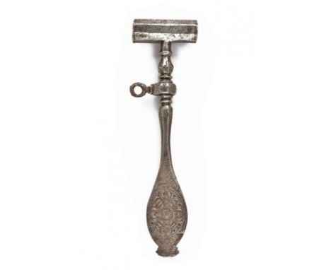 dating: 17th Century provenance: Italy, Made of iron with double octagonal key with a diameter of 7 and 8 mm; shaft carved as