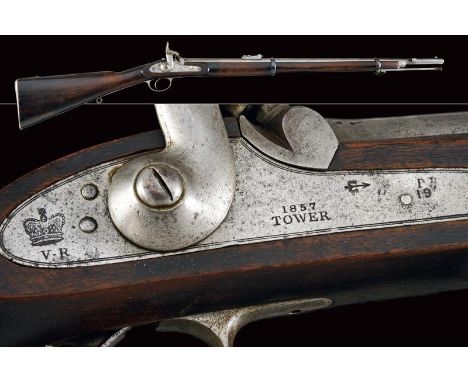 dating: 1857 provenance: England, Round, rifled, 14,5 mm cal. barrel, the base with short rib and various marks including the