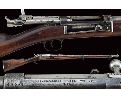 dating: 1897 provenance: Denmark, Round, rifled, 8 x 58R cal. barrel, marked 479xx', ring nut with foresight and club guide f