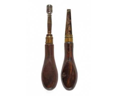dating: 19th Century provenance: Europe, Iron heads, brass ring nuts. Slightly different wooden grips.  length 13,5 - 14,2 cm