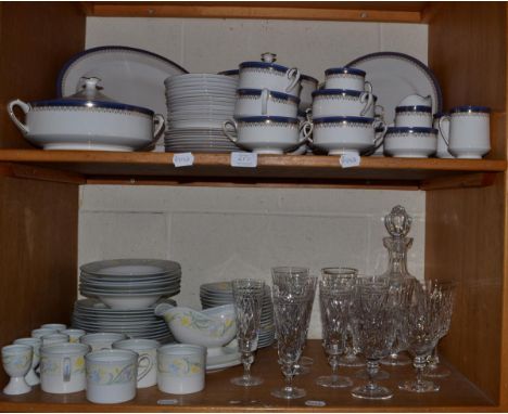 Waterford decanter with stopper, fifteen Stuart and other glasses, Royal Worcester Summerfield part service and a Paragon San