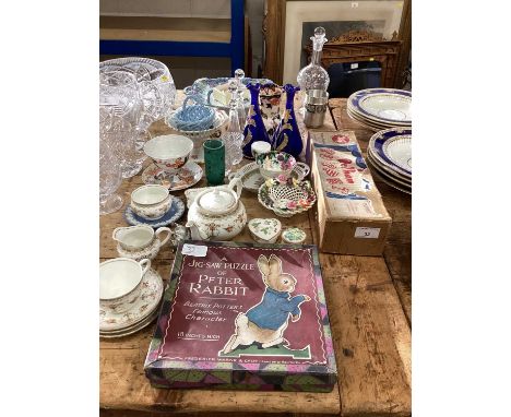 Pelham puppet various ceramics including Masons, glass items and a Peter Rabbit Jig-Saw puzzle
