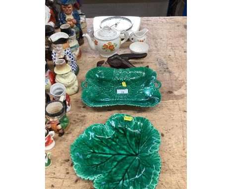 Wedgwood dishes, vintage clock, Black Forest nutcracker etc