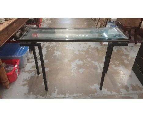 Contemporary console table with glass top, 110cm wide, 35cm deep, 74cm high