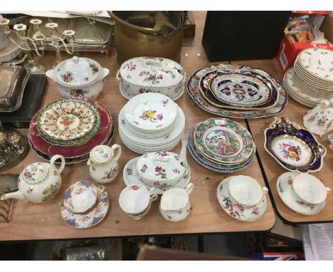 19th century Chamberlains Worcester dessert dish with hand painted decoration, together with iron stone china and other ceram