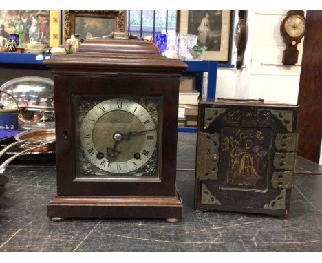 George III style bracket clock with English made 'Empire' striking movement in walnut case together with an early 20th centur