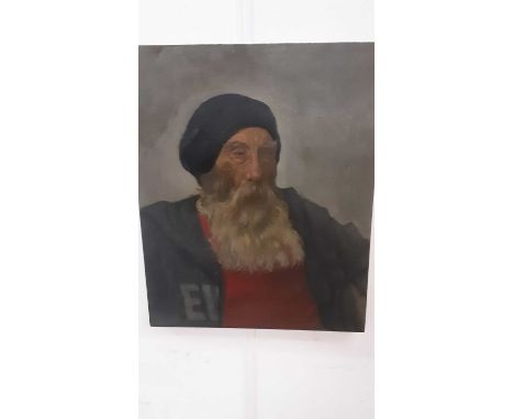 Oil on canvas portrait of a bearded man